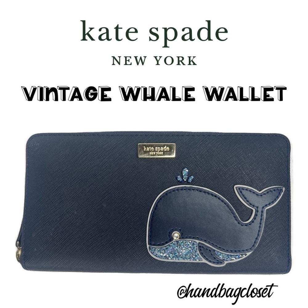 Kate Spade Novelty Whale Wallet Off We Go Neda WLRU2838 Blue Leather